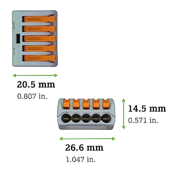Wago 222-415 | Wago Lever-Nuts | Original Lever-Operated Splicing Connector | For Solid And Stranded Conductors | 5-Conductor With Operating Levers | 28-12 Awg | Gray Housing | [Box Of 40 Pieces] - Image 2