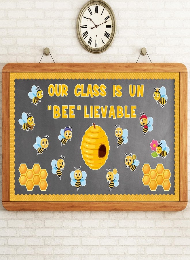 CPicdn 110Pcs Summer Bee Bulletin Board Classroom Decoration Our Class is Unbeelievable Cute Bee Hive Cutouts Name Tags Border Trim Back to School Summer Party Supplies Classroom Chalkboard Wall Decor - Image 4