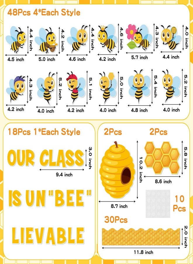 CPicdn 110Pcs Summer Bee Bulletin Board Classroom Decoration Our Class is Unbeelievable Cute Bee Hive Cutouts Name Tags Border Trim Back to School Summer Party Supplies Classroom Chalkboard Wall Decor - Image 2
