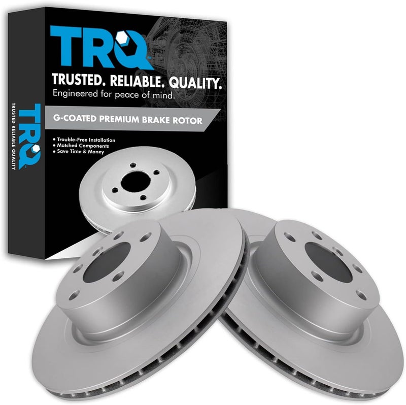 TRQ Rear Brake Rotor Set G Coated Vented Compatible with 2011-2017 BMW X3 2015-2018 X4 - Image 1