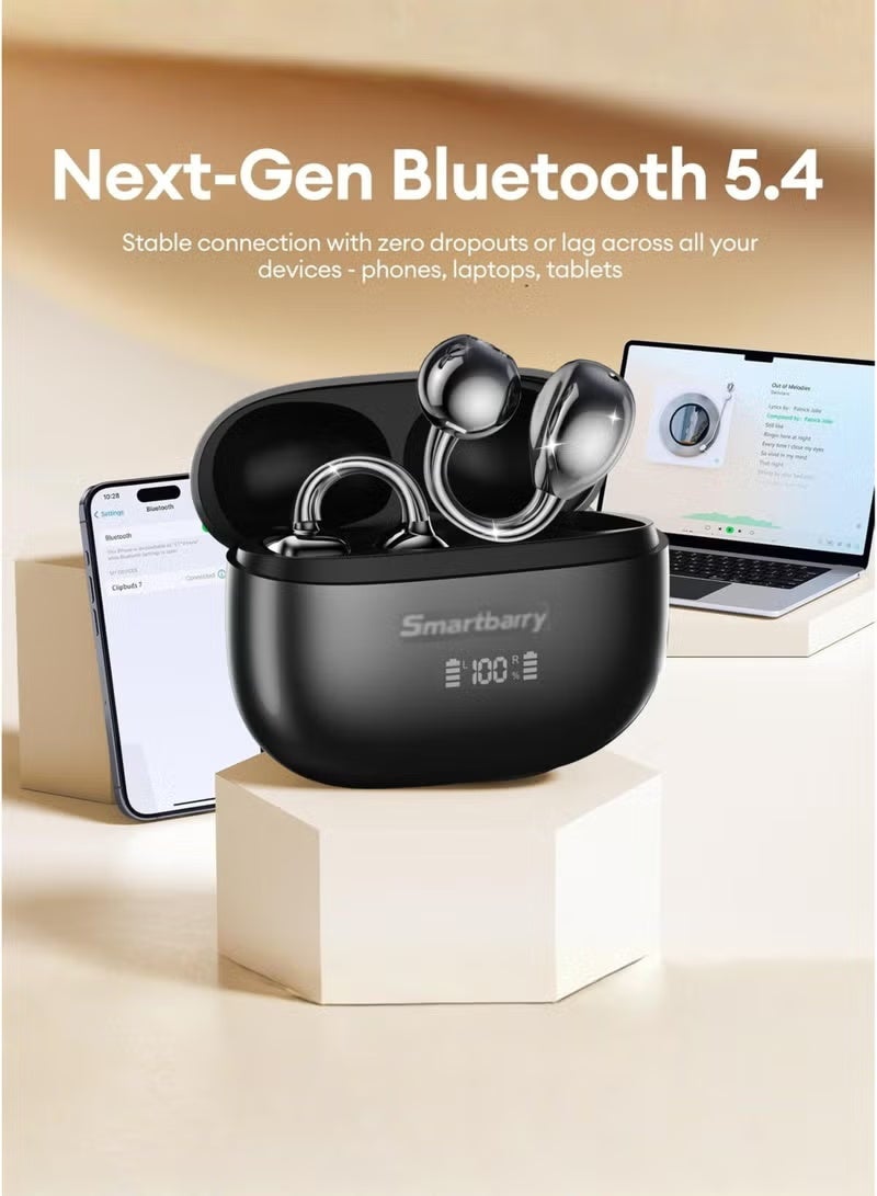 Smartbarry Open-Ear Wireless Ear Clip Earbuds | Bluetooth 5.4 Sports Headphones with Noise Reduction, LED Power Display & 20H Playtime - Image 5