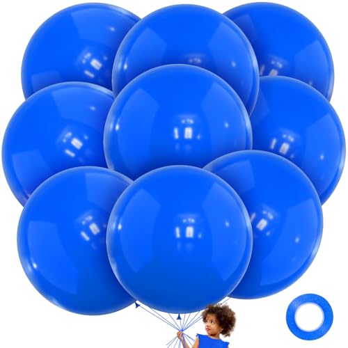 LEEZZIZZ Blue Giant Latex Balloons 36 Inch 9 Pcs Jumbo Large Balloons for Kids Party Wedding Birthday Supply Decorations - Image 1