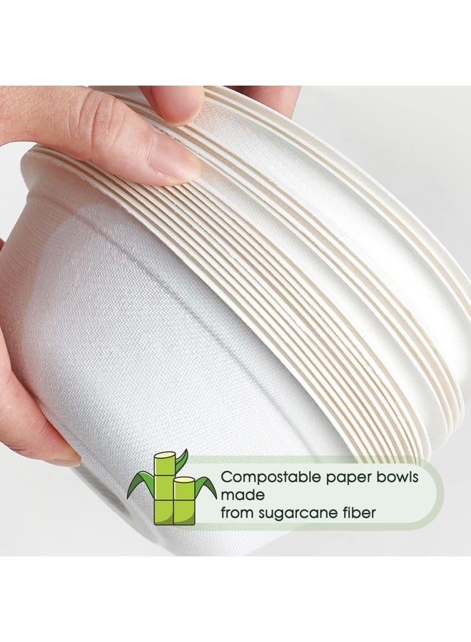ECOLipak 150 Pack 12 oz Paper Bowls, Disposable Compostable Bowls Heavy-Duty, Biodegradable Soup Bowls Made of Natural Bagasse, Eco-Friendly Sugarcane Bowls for Salad, Dessert, Milk, Cereals - Image 3