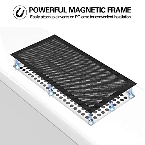 MoKo 120 x 240mm Dust Filter for Computer Cooler Fan, [2 Pack] Magnetic Frame PC Fan Dust Mesh PC Cooler Filter Dustproof PVC Cover Computer Fan Grills - Black - Image 3