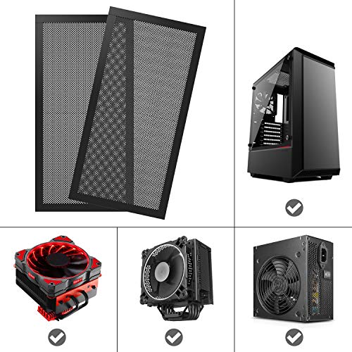 MoKo 120 x 240mm Dust Filter for Computer Cooler Fan, [2 Pack] Magnetic Frame PC Fan Dust Mesh PC Cooler Filter Dustproof PVC Cover Computer Fan Grills - Black - Image 4