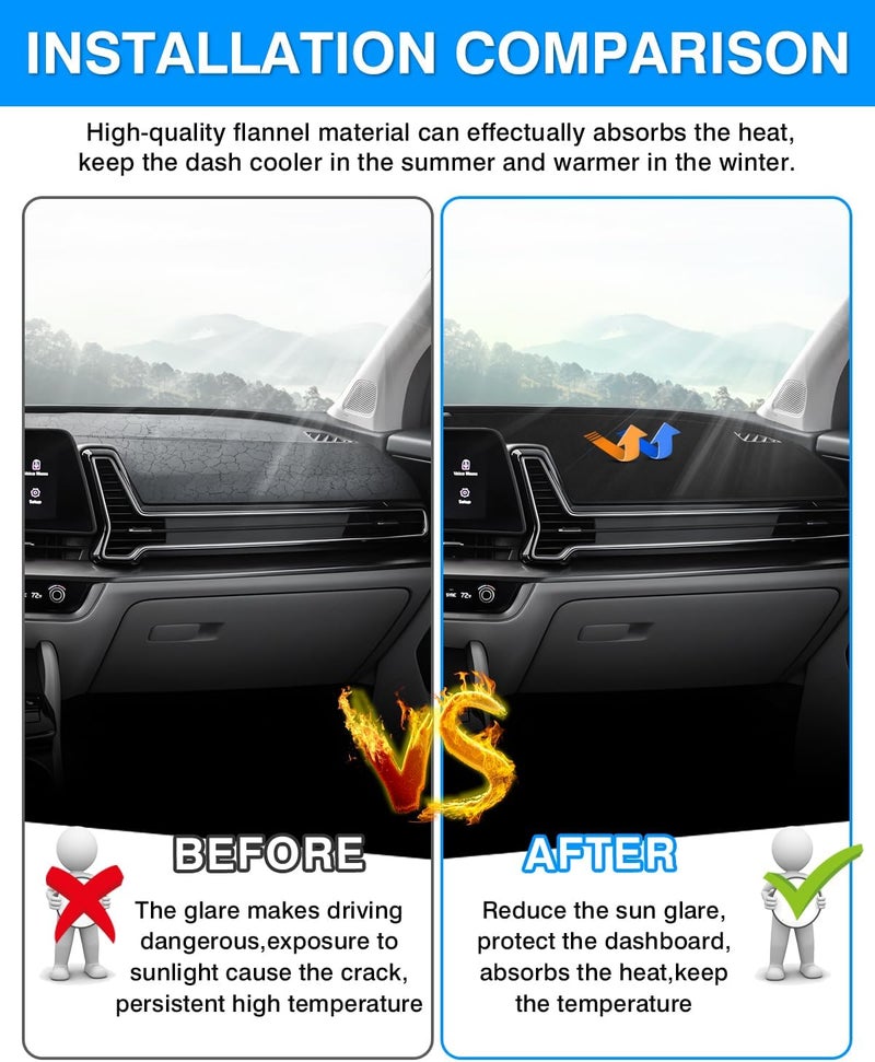 Autorder Dashboard Cover Mat for 2023 2024 2025 Kia Sportage Accessories Dash Cover Flannel Dash Mat Sunshade Glare UV Rays Protector (Without Hud) - Image 3