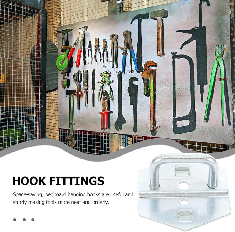 خطافات لوح معدني 6 قطع على شكل U مقاومة للاهتراء لحامل الأدوات لمرآب ورشة العمل تركيب مرن - Image 3