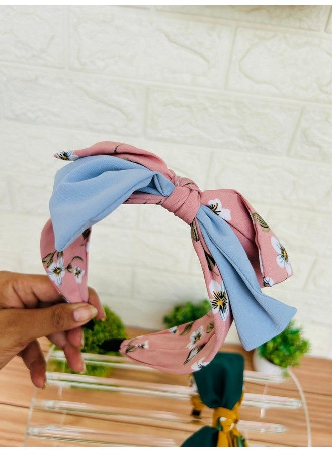 Radhya Accessories Korean Soft Padded Stretchable Adjustable Knot Hairband for Girls Women Fancy Party Wedding Headband Rabbit Hair Accessories For Women(1 pc) (Pink, Free) - Image 1