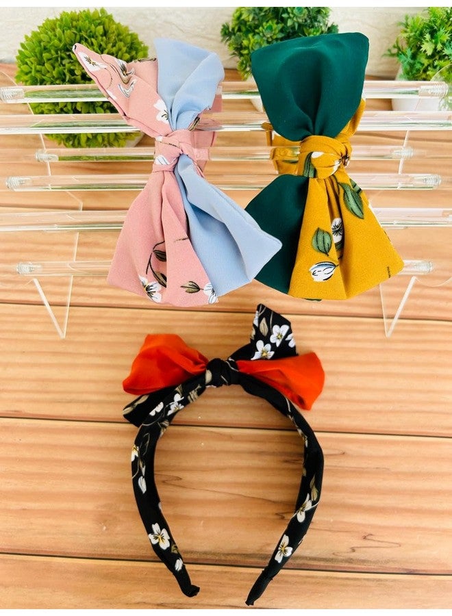 Radhya Accessories Korean Soft Padded Stretchable Adjustable Knot Hairband for Girls Women Fancy Party Wedding Headband Rabbit Hair Accessories For Women(1 pc) (Pink, Free) - Image 2