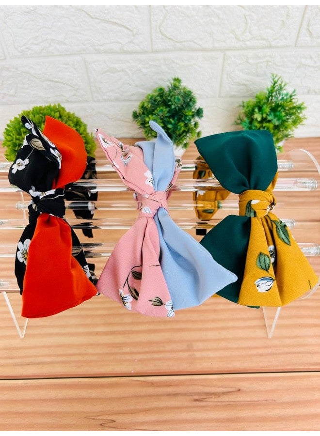 Radhya Accessories Korean Soft Padded Stretchable Adjustable Knot Hairband for Girls Women Fancy Party Wedding Headband Rabbit Hair Accessories For Women(1 pc) (Pink, Free) - Image 3