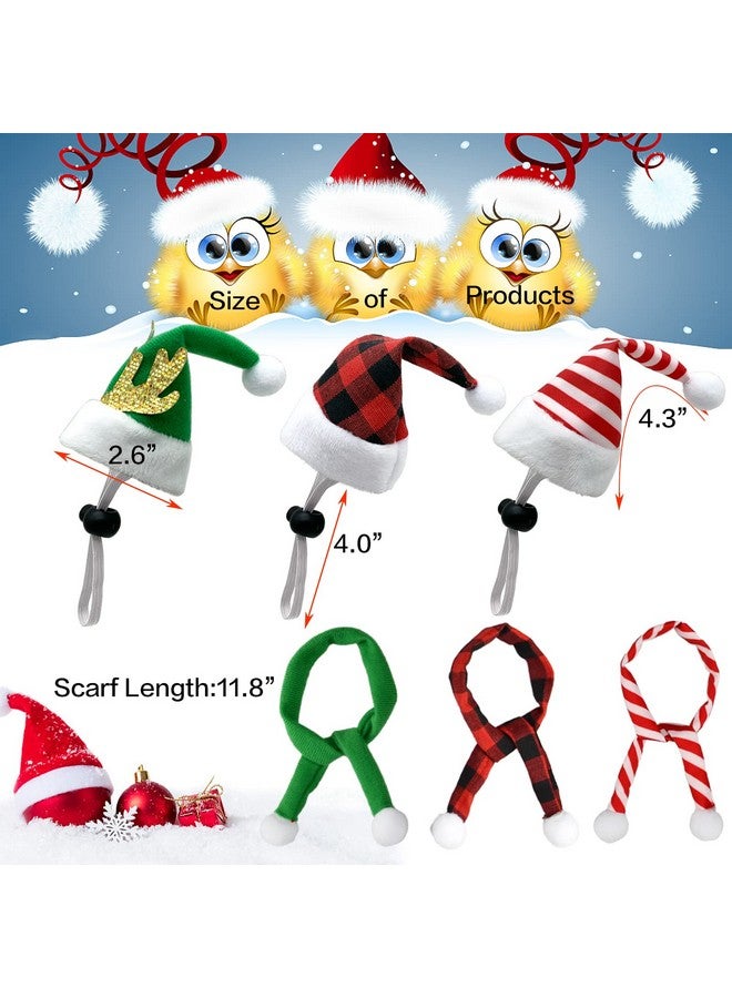 قبعات ووشاح لدجاجة عيد الميلاد للحيوانات الأليفة من ShuRung، 12 قطعة، مع حزام ذقن قابل للتعديل لحيوانات البط والهامستر والشنشيلة، باللون الأخضر والأسود - Image 3