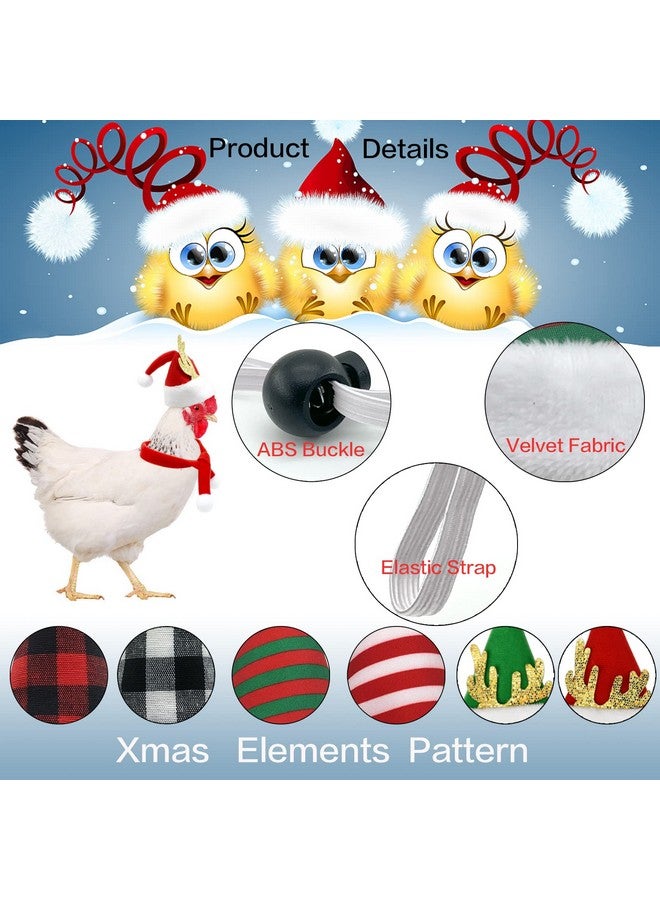 قبعات ووشاح لدجاجة عيد الميلاد للحيوانات الأليفة من ShuRung، 12 قطعة، مع حزام ذقن قابل للتعديل لحيوانات البط والهامستر والشنشيلة، باللون الأخضر والأسود - Image 4