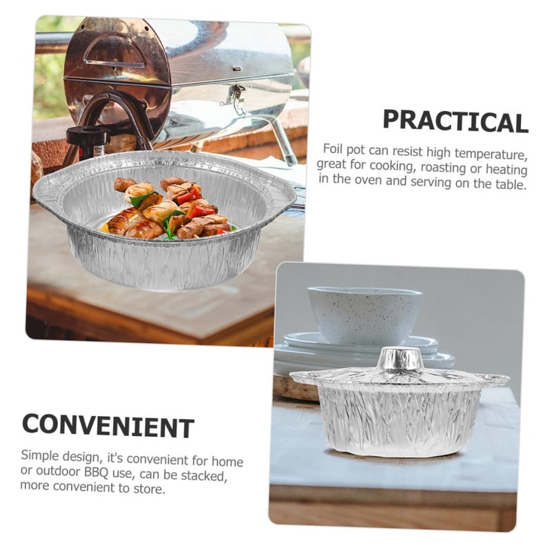 6Pcs Aluminum Foil Pots With Lids For Outdoor Camping BBQ Food Heating - Image 4