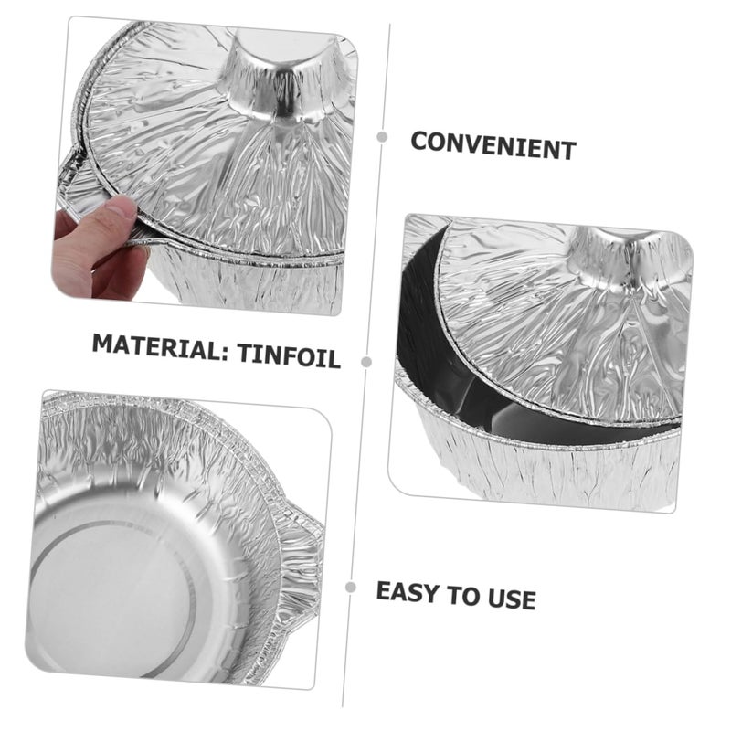 6Pcs Aluminum Foil Pots With Lids For Outdoor Camping BBQ Food Heating - Image 5