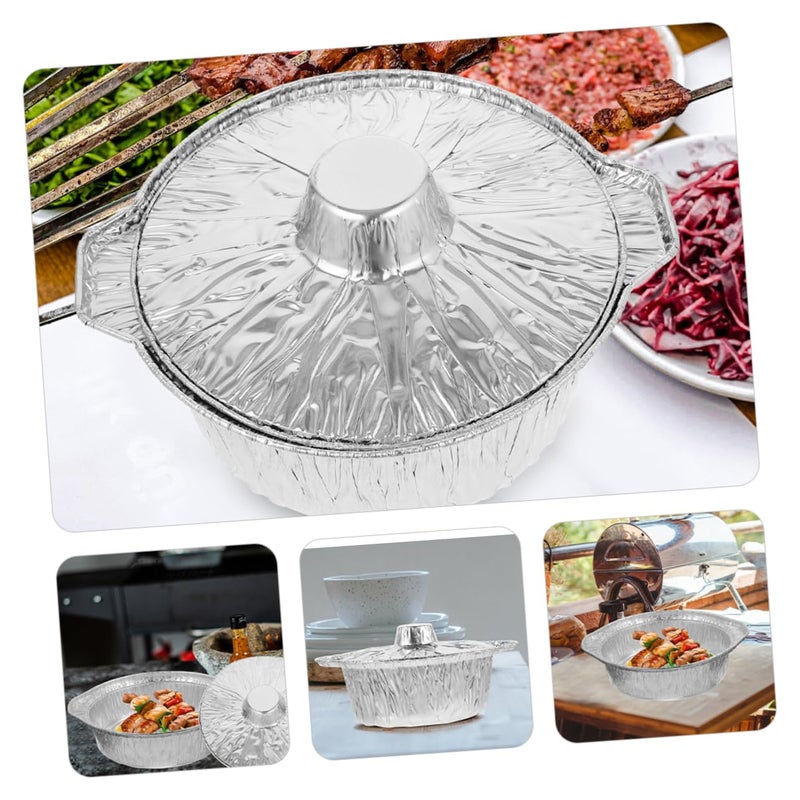6Pcs Aluminum Foil Pots With Lids For Outdoor Camping BBQ Food Heating - Image 3
