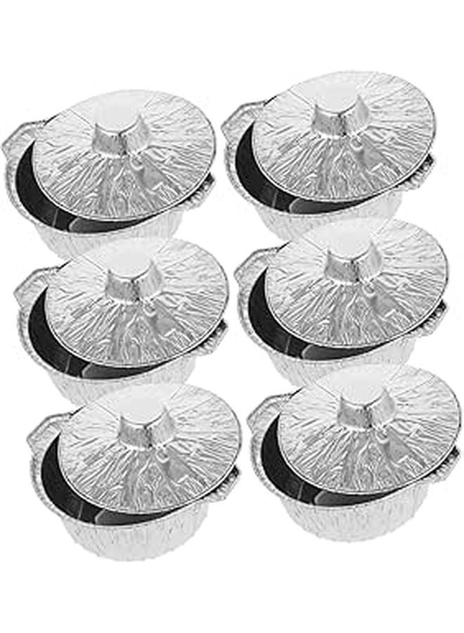 6Pcs Aluminum Foil Pots With Lids For Outdoor Camping BBQ Food Heating - Image 1