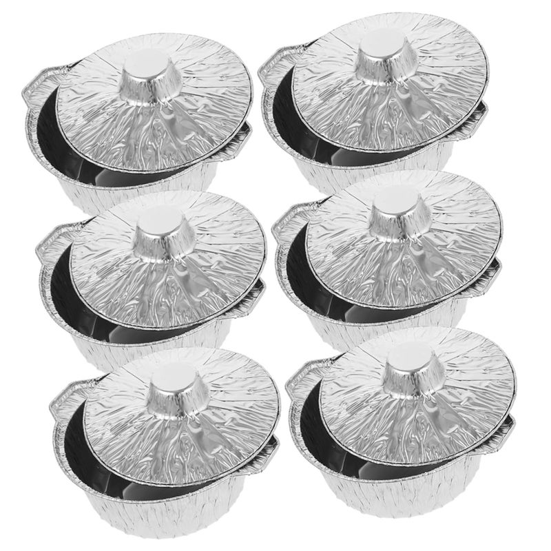 6Pcs Aluminum Foil Pots With Lids For Outdoor Camping BBQ Food Heating - Image 2