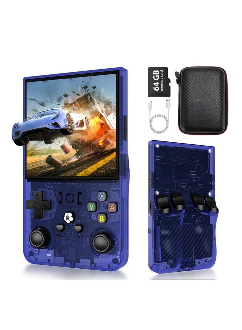 R36MAX Retro Handheld Game Console, 4.0 Inch IPS Screen, 64GB Memory, Portable Arcade Video Gaming Console Gift for Adults, Blue - Image 2