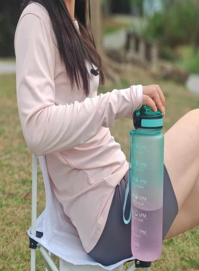 OLDLEY Water Bottles, 32oz Motivational Sports Water Bottle with Time Marker - Times to Drink - Tritan, BPA Free, Wide Mouth Leakproof, Bubble Gum (1 Pack) - Image 2