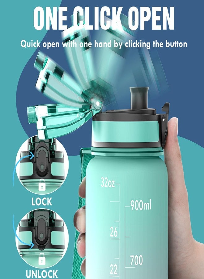 OLDLEY Water Bottles, 32oz Motivational Sports Water Bottle with Time Marker - Times to Drink - Tritan, BPA Free, Wide Mouth Leakproof, Bubble Gum (1 Pack) - Image 4