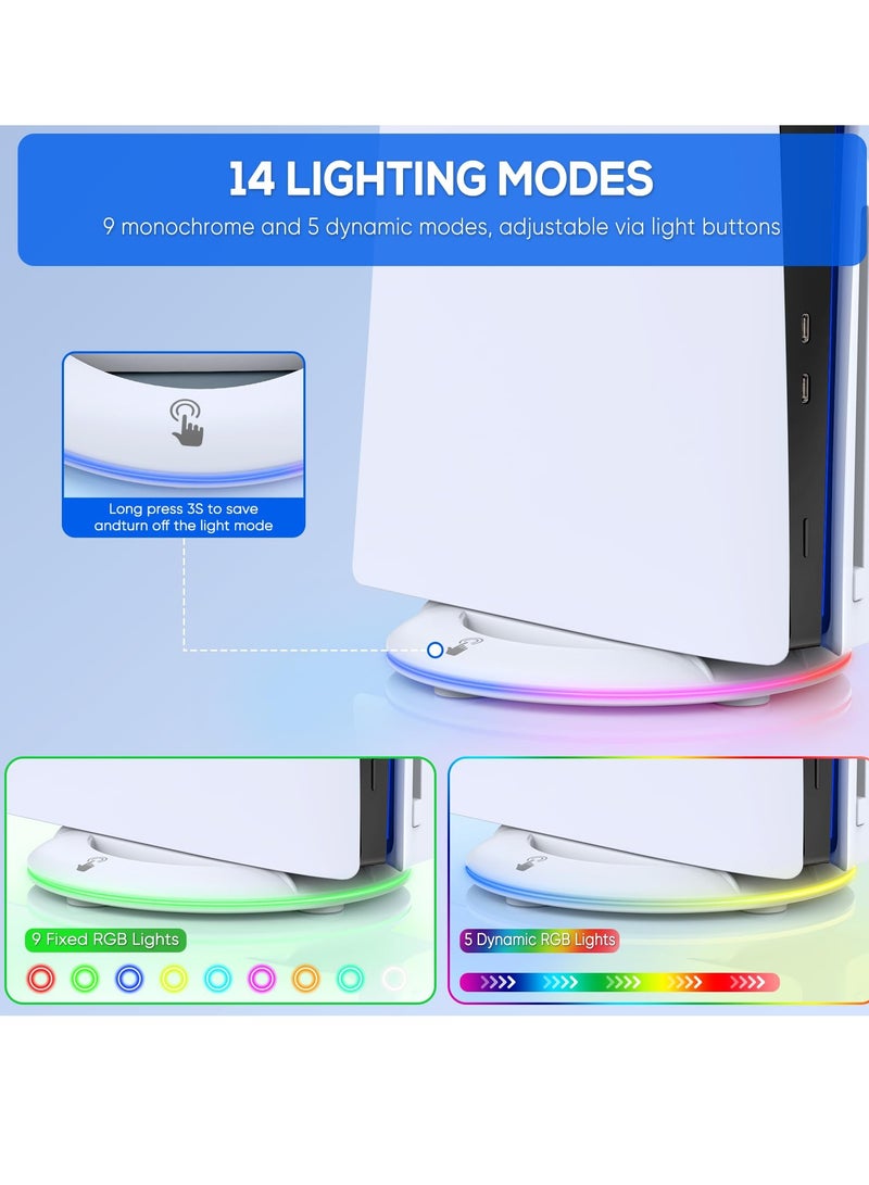 RGB LED Vertical Stand for PS5 Slim - 14 Color Modes & Light Effects, Compatible with PS5 Disc & Digital Editions  - Image 2