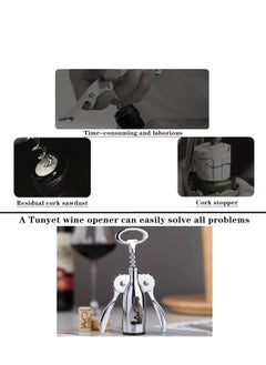 SYOSI Wine Opener, Wine Opener with Multifunctional Bottle Openers, Zinc Alloy Premium Wine Bottle Opener (silver)  - Image 3