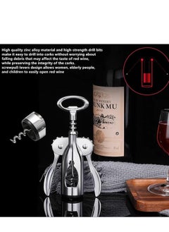 SYOSI Wine Opener, Wine Opener with Multifunctional Bottle Openers, Zinc Alloy Premium Wine Bottle Opener (silver)  - Image 4
