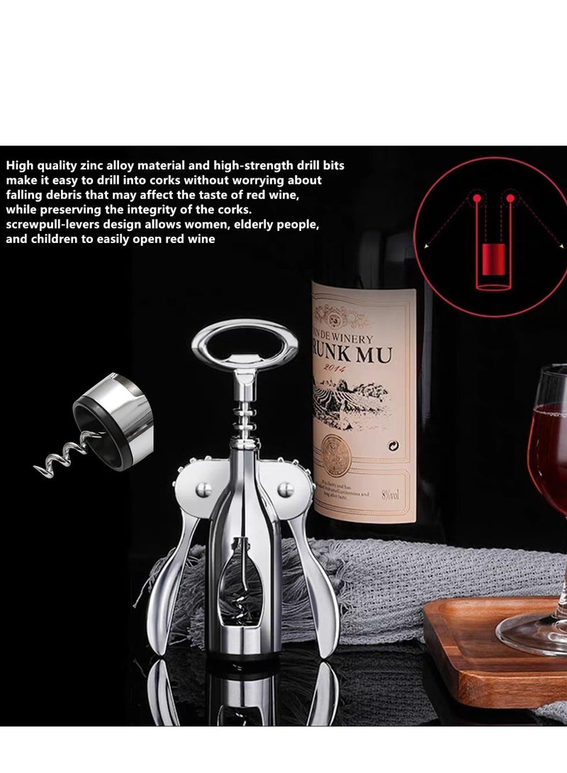 سيوسي فتاحة النبيذ، فتاحة النبيذ مع فتاحات زجاجات متعددة الوظائف، فتاحة زجاجات النبيذ الفاخرة من سبائك الزنك (فضي) - Image 4
