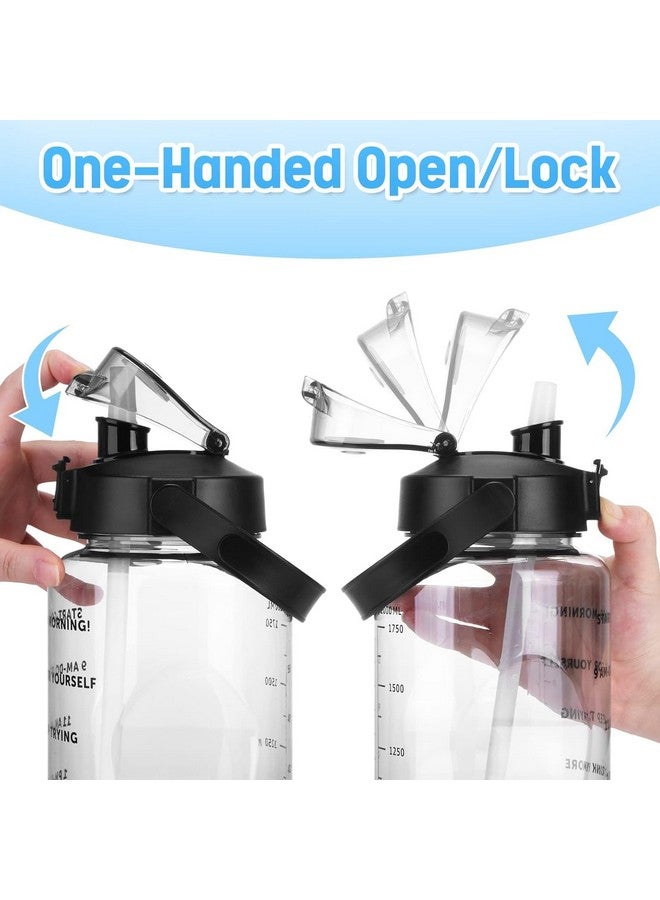 Delzon 2 Liter Leak Proof Drinks Bottle with Filter, BPA Free Plastic Fast Water Flow, Flip Top, Opens with 1-Click (Black Color) - Image 4