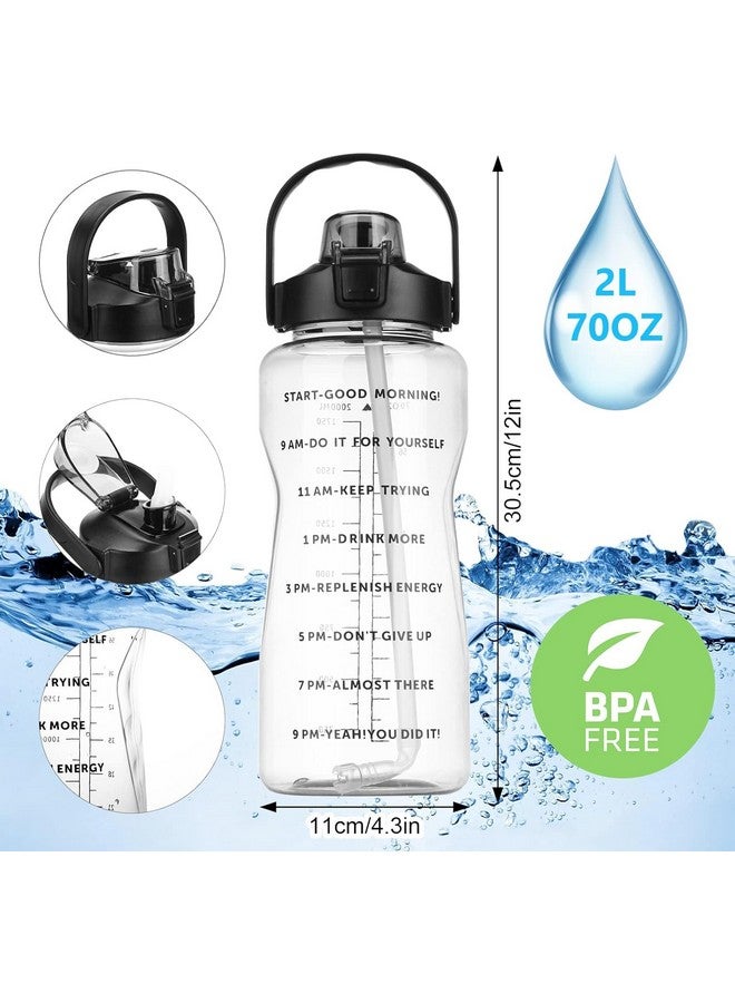 Delzon 2 Liter Leak Proof Drinks Bottle with Filter, BPA Free Plastic Fast Water Flow, Flip Top, Opens with 1-Click (Black Color) - Image 2