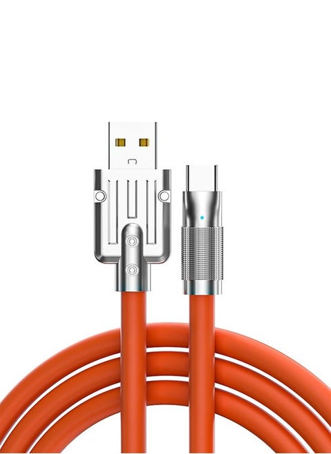 USB Type C Cable Charge Cord 1.5 Meter, 6A Fast Charging Type C Charger 120W，Zinc Alloy Interface Design，Ultra-Durable TPE Flexible Wire，Compatible Android Phone Orange
