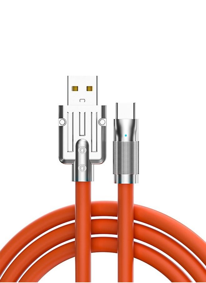 USB Type C Cable Charge Cord 1.5 Meter, 6A Fast Charging Type C Charger 120W，Zinc Alloy Interface Design，Ultra-Durable TPE Flexible Wire，Compatible Android Phone Orange