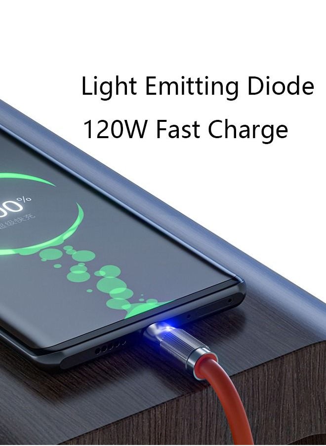 USB Type C Cable Charge Cord 1.5 Meter, 6A Fast Charging Type C Charger 120W，Zinc Alloy Interface Design，Ultra-Durable TPE Flexible Wire，Compatible Android Phone Orange