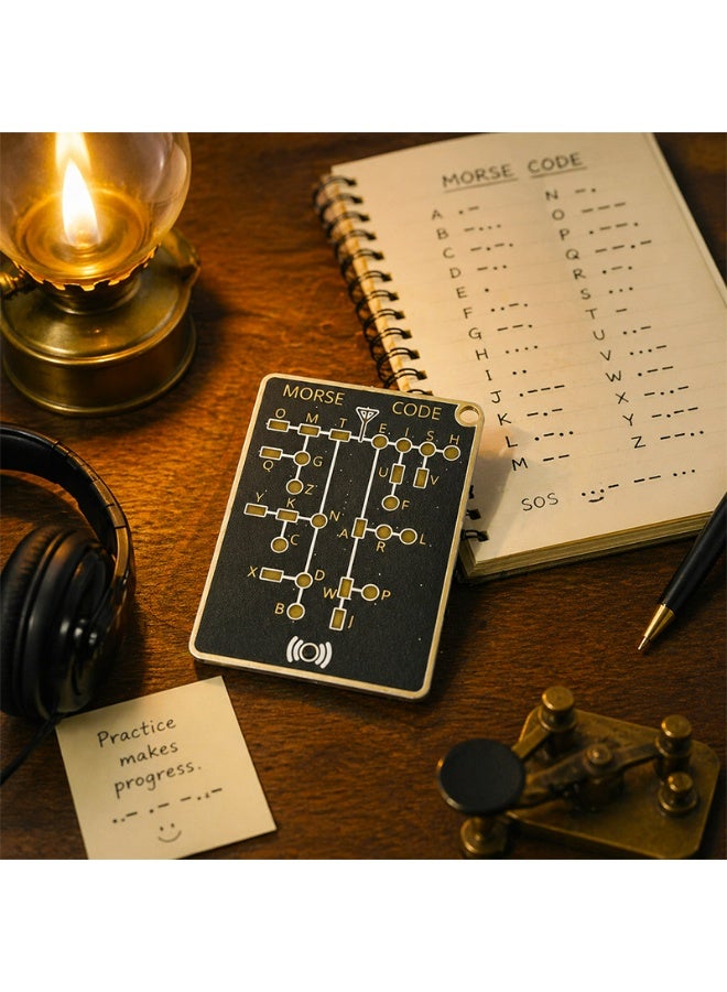 Pocket Morse Code Learning Tool, Interactive LED & Sound Signaling Card, Portable Communication Device for Beginners, Hobbyists & Outdoor Enthusiasts - Image 4