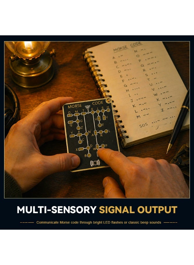 Pocket Morse Code Learning Tool, Interactive LED & Sound Signaling Card, Portable Communication Device for Beginners, Hobbyists & Outdoor Enthusiasts - Image 2