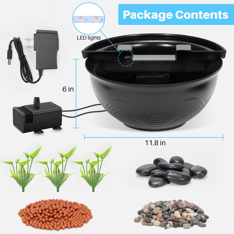 Biling Indoor & Outdoor Mini Pond Waterfall, Small Fish Pond Kit with Waterfall Fountain, Have Fun DIY for Meditation, Relaxation, Black - Image 5