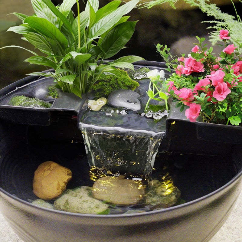 Biling Indoor & Outdoor Mini Pond Waterfall, Small Fish Pond Kit with Waterfall Fountain, Have Fun DIY for Meditation, Relaxation, Black - Image 2