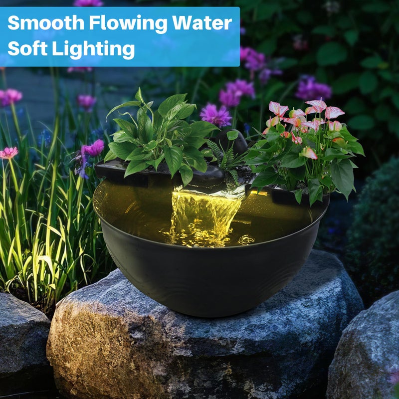 Biling Indoor & Outdoor Mini Pond Waterfall, Small Fish Pond Kit with Waterfall Fountain, Have Fun DIY for Meditation, Relaxation, Black - Image 3