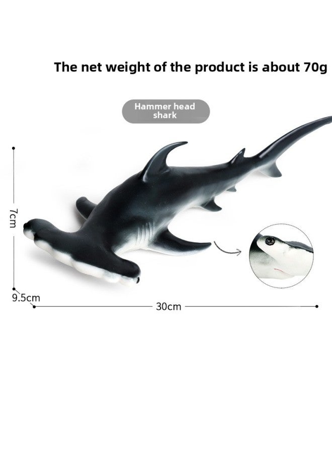 Animal Model Soft Glue Marine Life Simulation Soft Glue Dinosaur Toy Deng's Fish Sliding Toothosaurus Swollen Head Dragon Thick Nose Dragon-Color:X107 Soft Cotton Hammer Head Shark  - Image 1