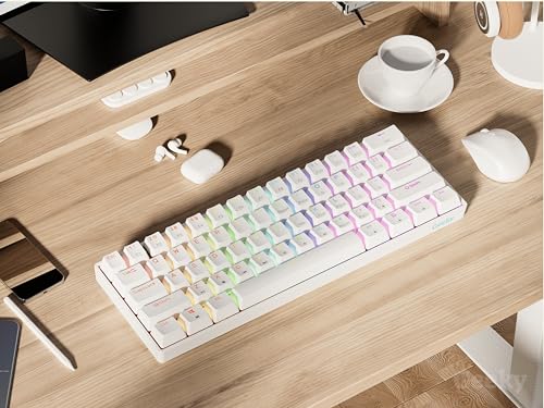Geeky GK61 SE 60% | Mechanical Gaming Keyboard | 61 Keys Multi Color RGB LED Backlit for PC/Mac Gamer | ANSI US American Layout (White, Mechanical Black) - Image 4