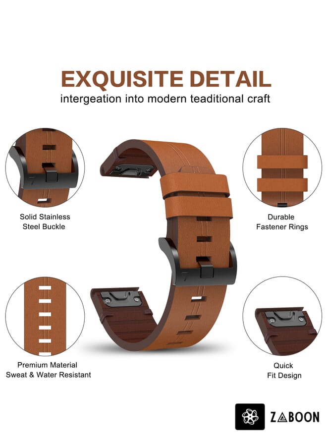 Zaboon Garmin Descent G1 22mm Leather Steel Buckle Watch Band - Image 5