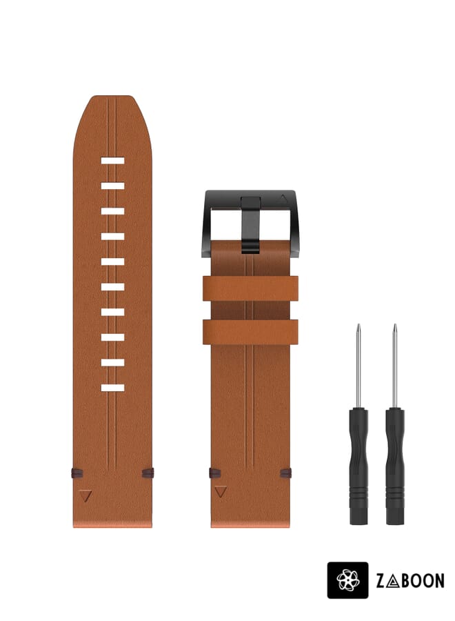 Zaboon Garmin Descent G1 22mm Leather Steel Buckle Watch Band - Image 3