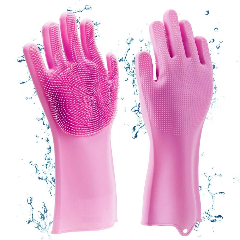 ZURITY Multipurpose Reusable Silicone Scrubing Cleaning Hand Gloves Non Slip Glove for Home Car Washing Pet Grooming Assorted Color - Image 1