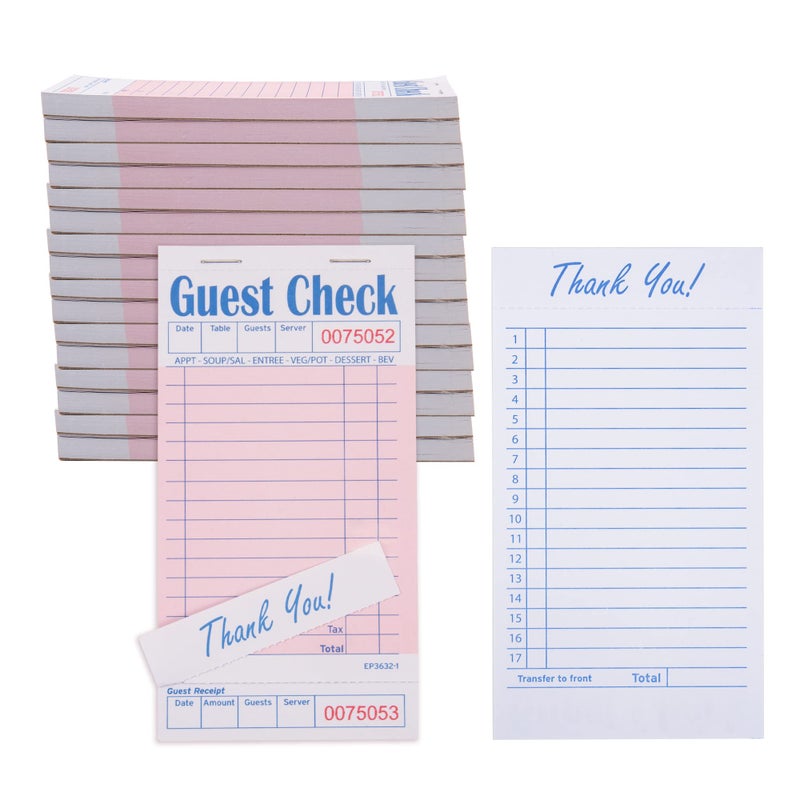 DGBDPACK Guest Check Pads EP36321 20 Pads Total 1000 Pink Waitress Notepad Server Order Pads