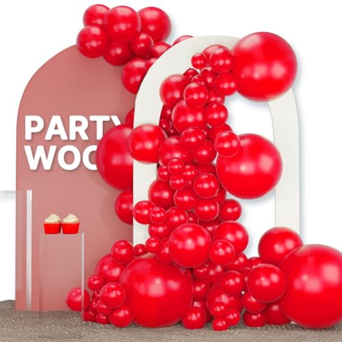 PartyWoo Red Balloons 120 pcs Different Sizes of 18 12 10 5 Inch Red Balloon Arch Kit Garland for Birthday Graduation Bachelorette Citizenship Anniversary Cherry Casino Theme Party Decorations RedY57 - Image 1