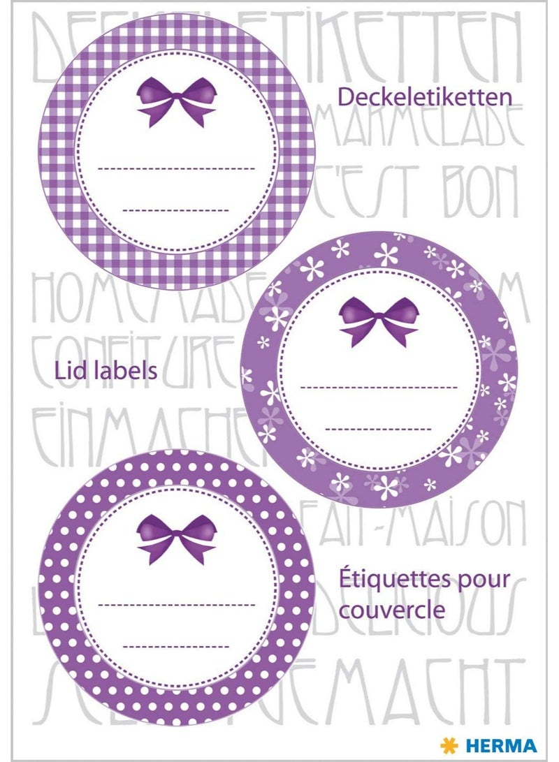 HERMA 15052 Purple Round Self-Adhesive Jar and Lid Labels - 9 Pieces - Image 2