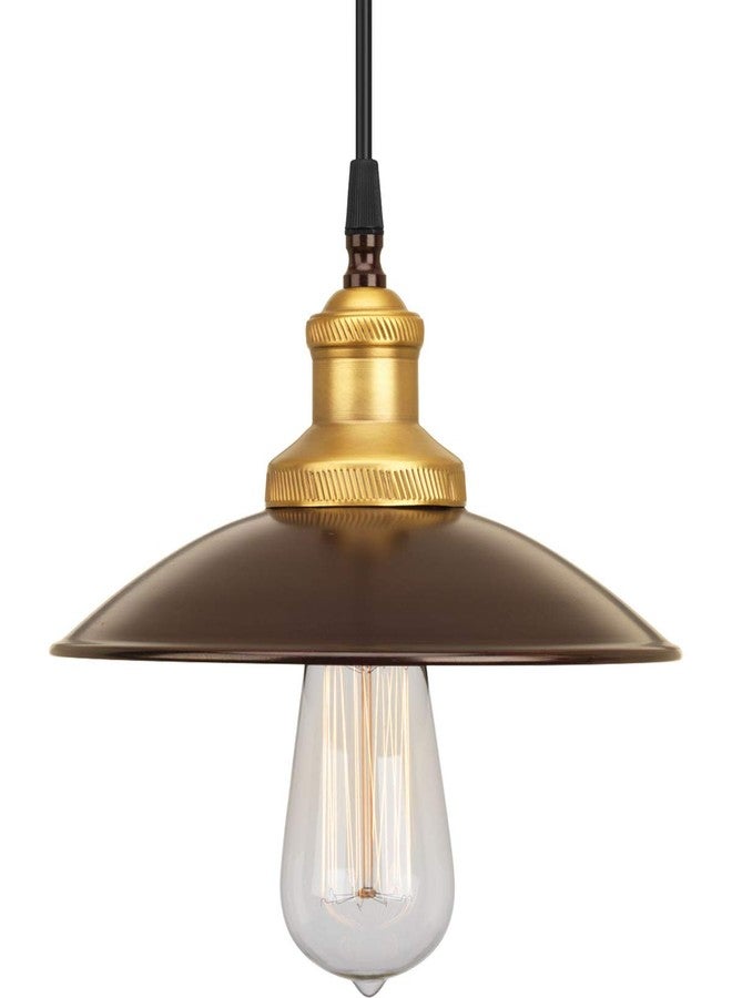 Progress Lighting 1-Light Brass Paint Inside Metal Shade Farmhouse Mini-Pendant Light, Archives Collection, Indoor, P5161-20, Antique Bronze - Image 1