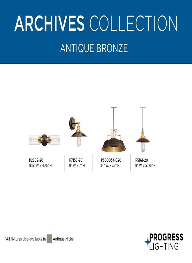 Progress Lighting 1-Light Brass Paint Inside Metal Shade Farmhouse Mini-Pendant Light, Archives Collection, Indoor, P5161-20, Antique Bronze - Image 4