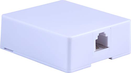 Power Gear Surface Mount Jack, Attach to Walls, Receptacles, Baseboards, Compatible with Standard Phone Plugs, RJ14, RJ11, Answering Machines, Modems, Fax Machines, White, 76136 - Image 1