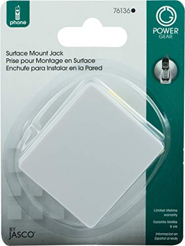 Power Gear Surface Mount Jack, Attach to Walls, Receptacles, Baseboards, Compatible with Standard Phone Plugs, RJ14, RJ11, Answering Machines, Modems, Fax Machines, White, 76136 - Image 4